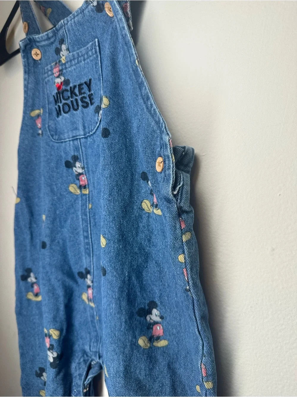 Disney Baby Mickey Mouse Denim Overalls 24M All Over Print Blue Jeans Toddler